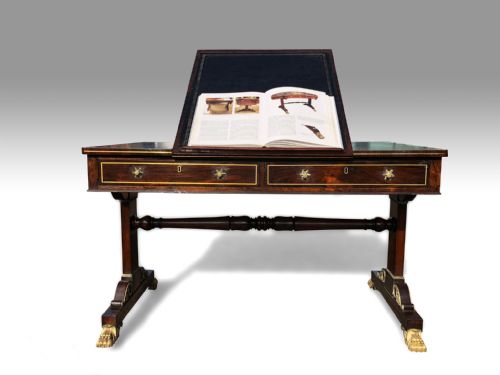 SUPERB IMPORTANT REGENCY ROSEWOOD BRASS INLAID LIBRARY READING TABLE WITH ORMOLU MOUNTS ATTRIBUTED TO GILLOWS - ADDITIONAL PHOTO 5