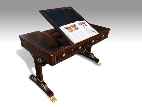SUPERB IMPORTANT REGENCY ROSEWOOD BRASS INLAID LIBRARY READING TABLE WITH ORMOLU MOUNTS ATTRIBUTED TO GILLOWS - ADDITIONAL PHOTO 7