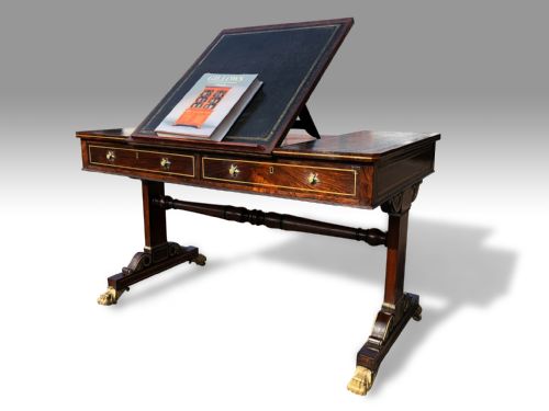 SUPERB IMPORTANT REGENCY ROSEWOOD BRASS INLAID LIBRARY READING TABLE WITH ORMOLU MOUNTS ATTRIBUTED TO GILLOWS - ADDITIONAL PHOTO 8