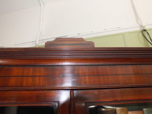 A FINE REGENCY MAHOGANY EBONY INLAID SECRETAIRE BOOKCASE - ADDITIONAL PHOTO 1