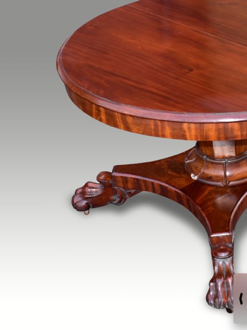 A FINE REGENCY MAHOGANY CIRCULAR EXTENDING DINING TABLE - ADDITIONAL PHOTO 6