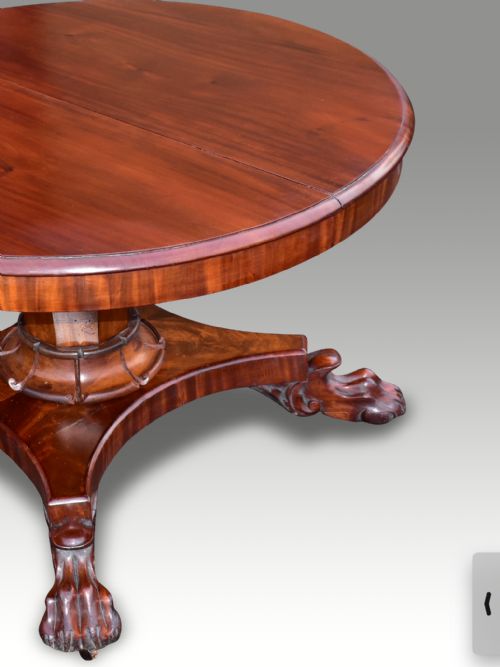 A FINE REGENCY MAHOGANY CIRCULAR EXTENDING DINING TABLE - ADDITIONAL PHOTO 7