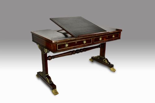 SUPERB IMPORTANT REGENCY ROSEWOOD BRASS INLAID LIBRARY READING TABLE WITH ORMOLU MOUNTS ATTRIBUTED TO GILLOWS - ADDITIONAL PHOTO 16