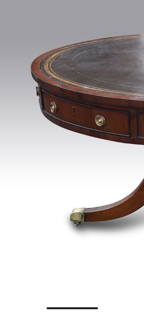 A REGENCY MAHOGANY EBONY DRUM TABLE - ADDITIONAL PHOTO 2
