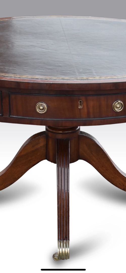 A REGENCY MAHOGANY EBONY DRUM TABLE - ADDITIONAL PHOTO 5