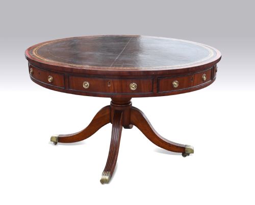 A REGENCY MAHOGANY EBONY DRUM TABLE - ADDITIONAL PHOTO 7