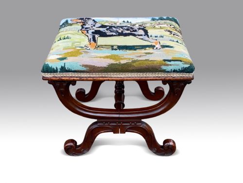 a fine william iv x framed stool - CATEGORY: ANTIQUE STOOLS - DATED 19TH CENTURY