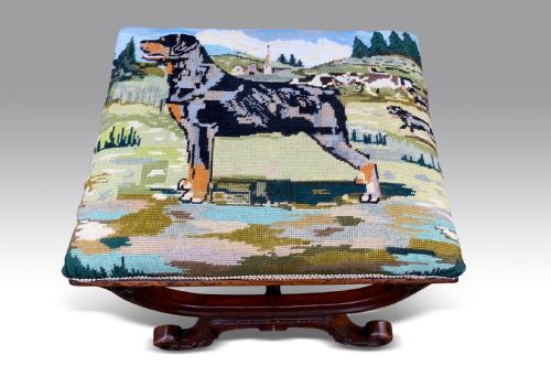A FINE WILLIAM IV X FRAMED STOOL - ADDITIONAL PHOTO 3