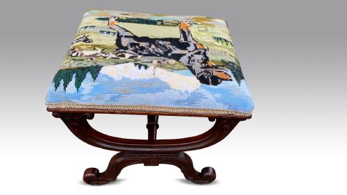 A FINE WILLIAM IV X FRAMED STOOL - ADDITIONAL PHOTO 4