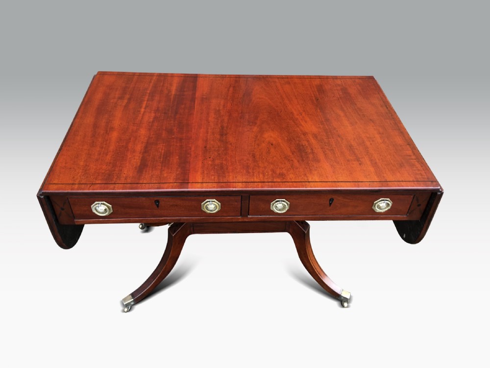 A FINE REGENCY MAHOGANY & EBONY INLAID SOFA TABLE