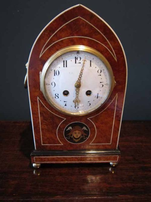 Fine Burr Yew Lancet Top Clock