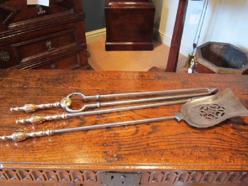 Good Victorian Set of Steel Fire Irons