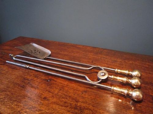 Good Set of Victorian Steel Fire Irons