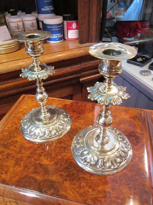 Quality Pair of Victorian Desk Candlesticks