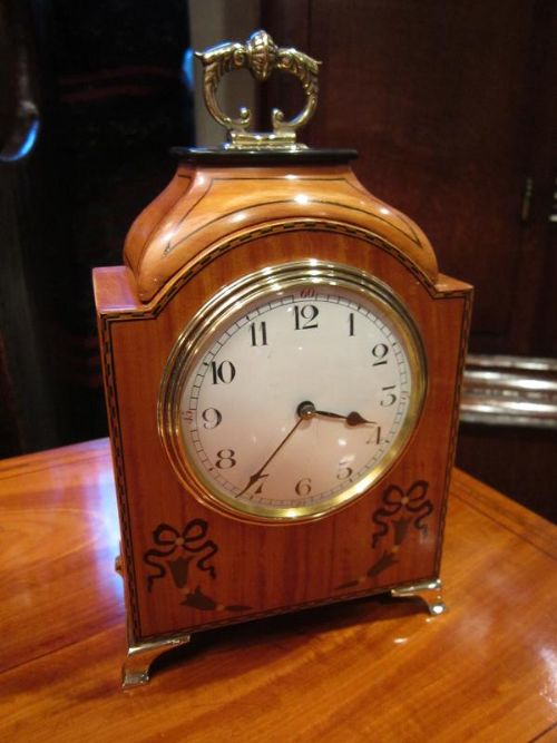 Fine Satinwood Inalid Mantle Clock