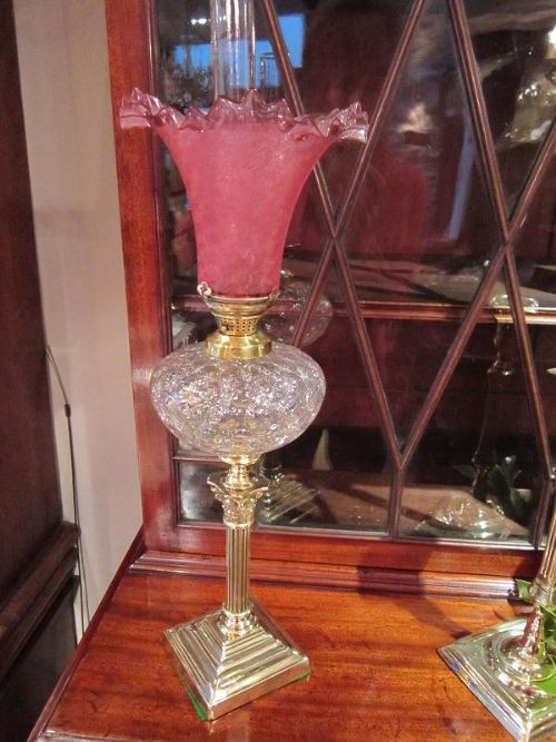 Superb Victorian Cranberry Peg Lamp