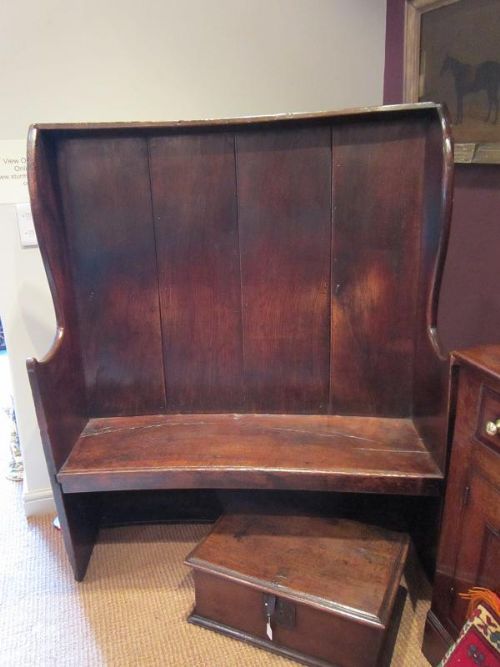 fig 1. GOOD EARLY GEORGIAN HIGH BACK SETTLE