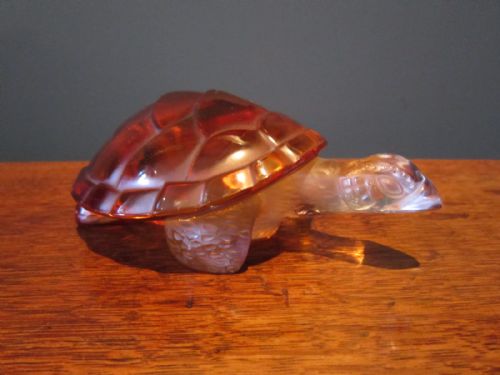 Fine Lalique Amber Turtle