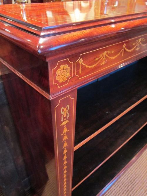 fig 1. FINE EDWARDIAN INLAID OPEN BOOKCASE