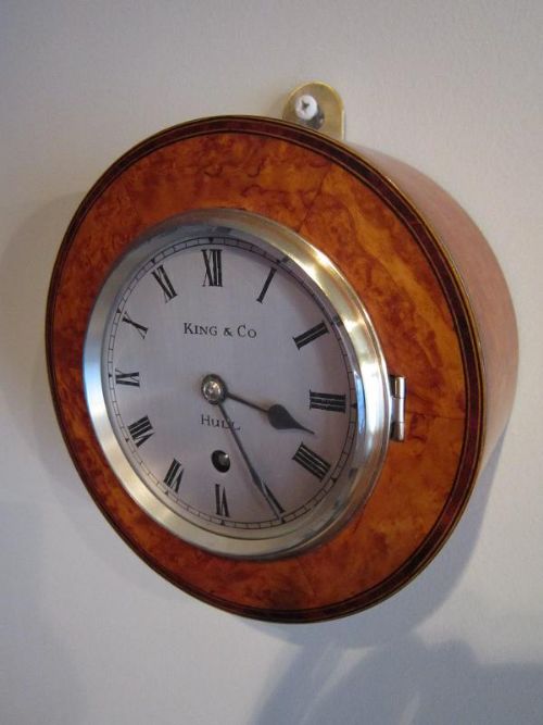 Fine Victorian Burr Yew Libary Clock