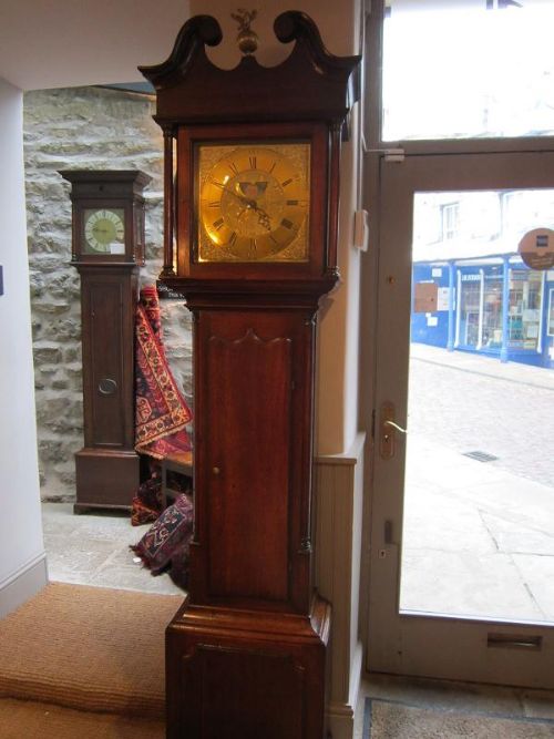 Good Georgian Oak Axe Moon Longcase Clock