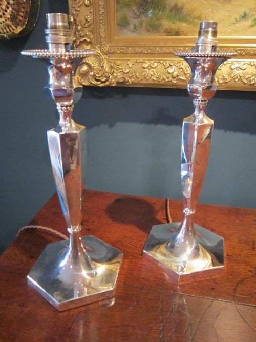 Superb Pair of Silver Plated Table Lamps