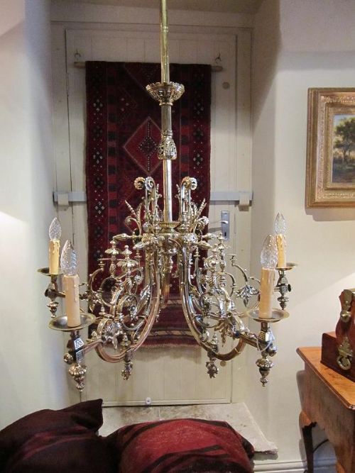 Fine Victorian Cast Brass Gasolier Light Fitting
