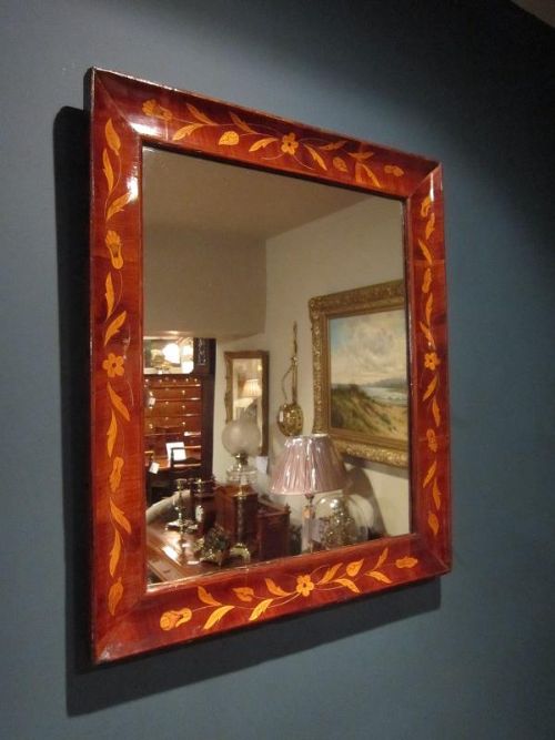 Superb Early Georgian Inlaid Wall Mirror