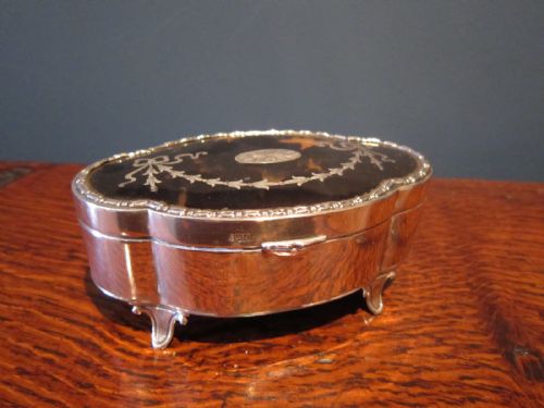 Fine George V Silver & Tortiseshell Ring Box