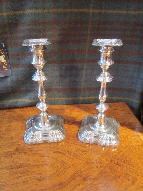 Fine Pair of George III Style Silver Candlesticks