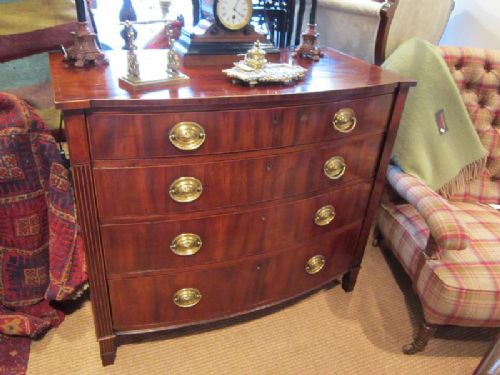 Fine Regency Mahogany Inlaid Bow Fronted Chest