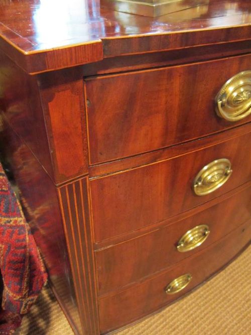 fig 1. FINE REGENCY MAHOGANY INLAID BOW FRONTED CHEST