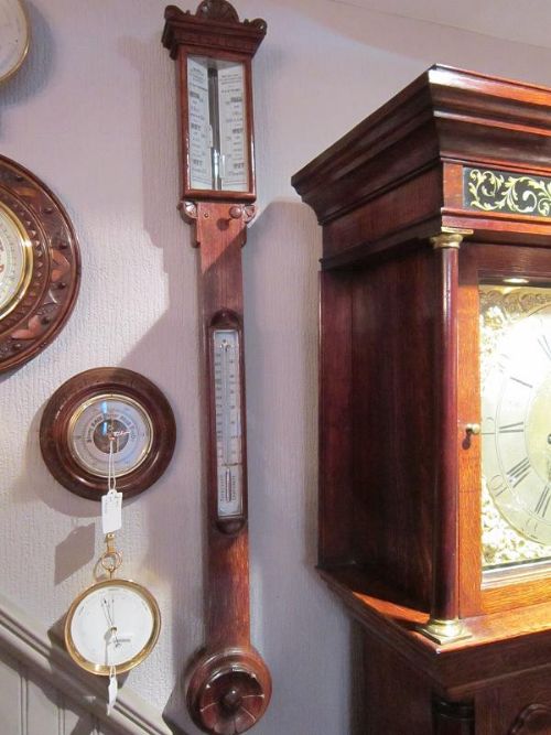 Quality Victorian Oak Cased Stick Barometer