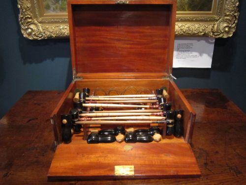Quality Victorian Mahogany Table Croquet Set
