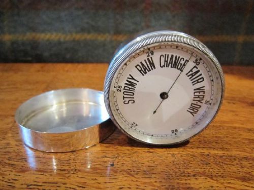 Fine Solid Silver Pocket Barometer