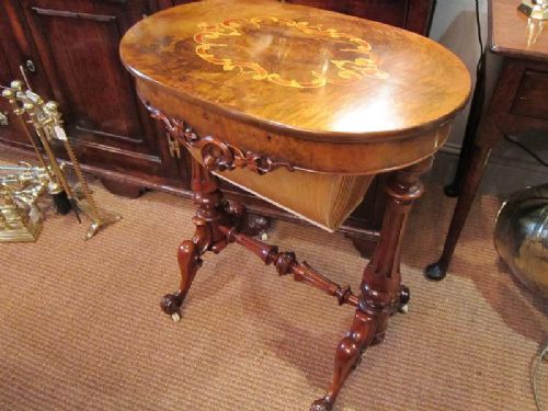 Fine Quality Victorian Burr Walnut Work Table