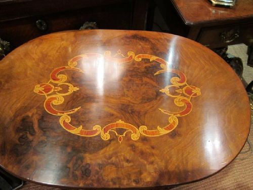 fig 1. FINE QUALITY VICTORIAN BURR WALNUT WORK TABLE