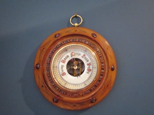 Quality Small Victorian Walnut Aneriod Barometer