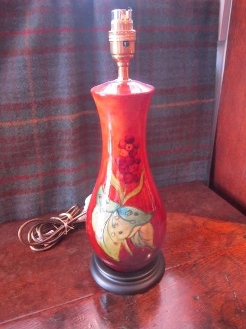 Large Moorcroft Flambe Glazed Table Lamp