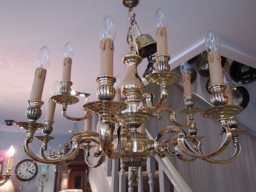 Fine Edwardian Brass Two Tier Chandelier