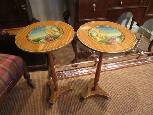 Fine Pair of Edwardian Satinwood Occasional Tables