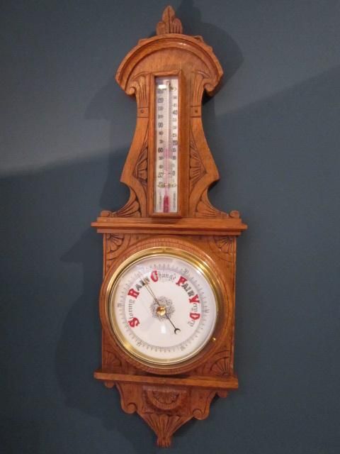 Quality Victorian Small Oak Banjo Barometer