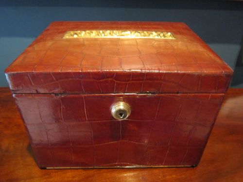 Superb Victorian Crocodile Skin Jewellery Case