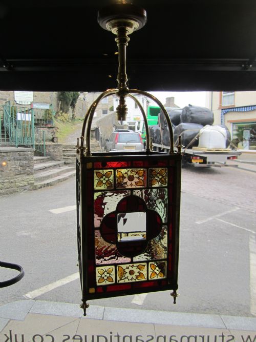 Fine Victorian Stained Glass Lantern