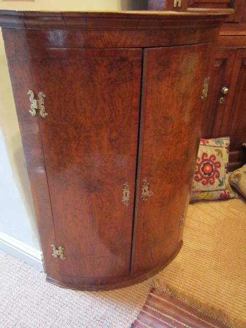 Quality Georgian Pollard Oak Bow Corner Cupboard