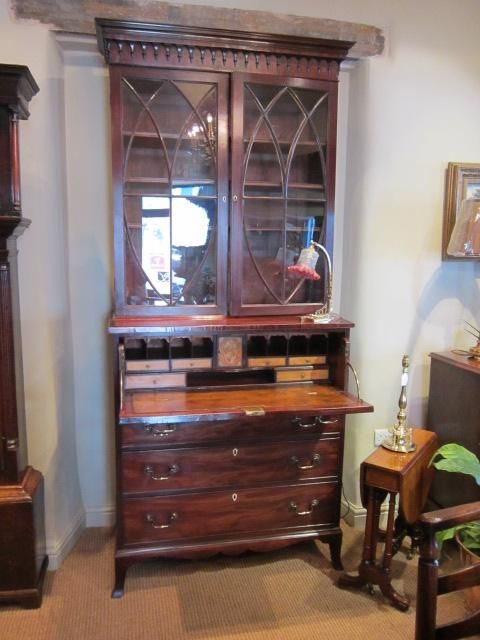 Fine Late Georgian Mahogany Secretaire Bookcase