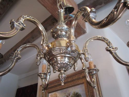 fig 1. QUALITY EDWARDIAN CAST BRASS CHANDELIER