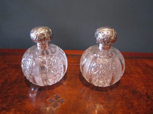 Fine Pair of Large Edwardian Silver Scent Bottles