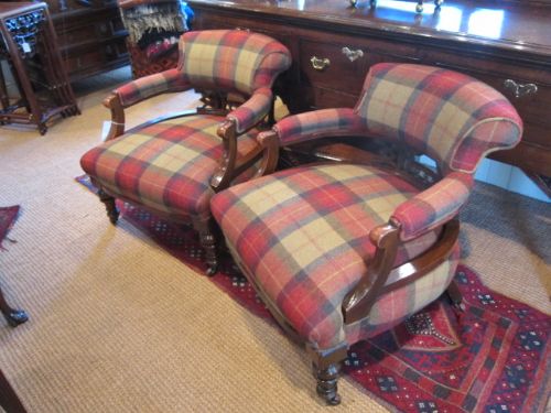 Superb Pair of Victorian Upholstered Tub Chairs
