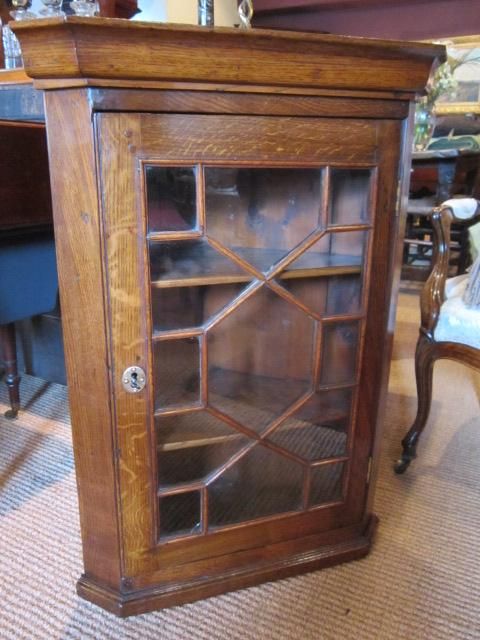 Quality Small Georgian Oak Glazed Corner Cupboard